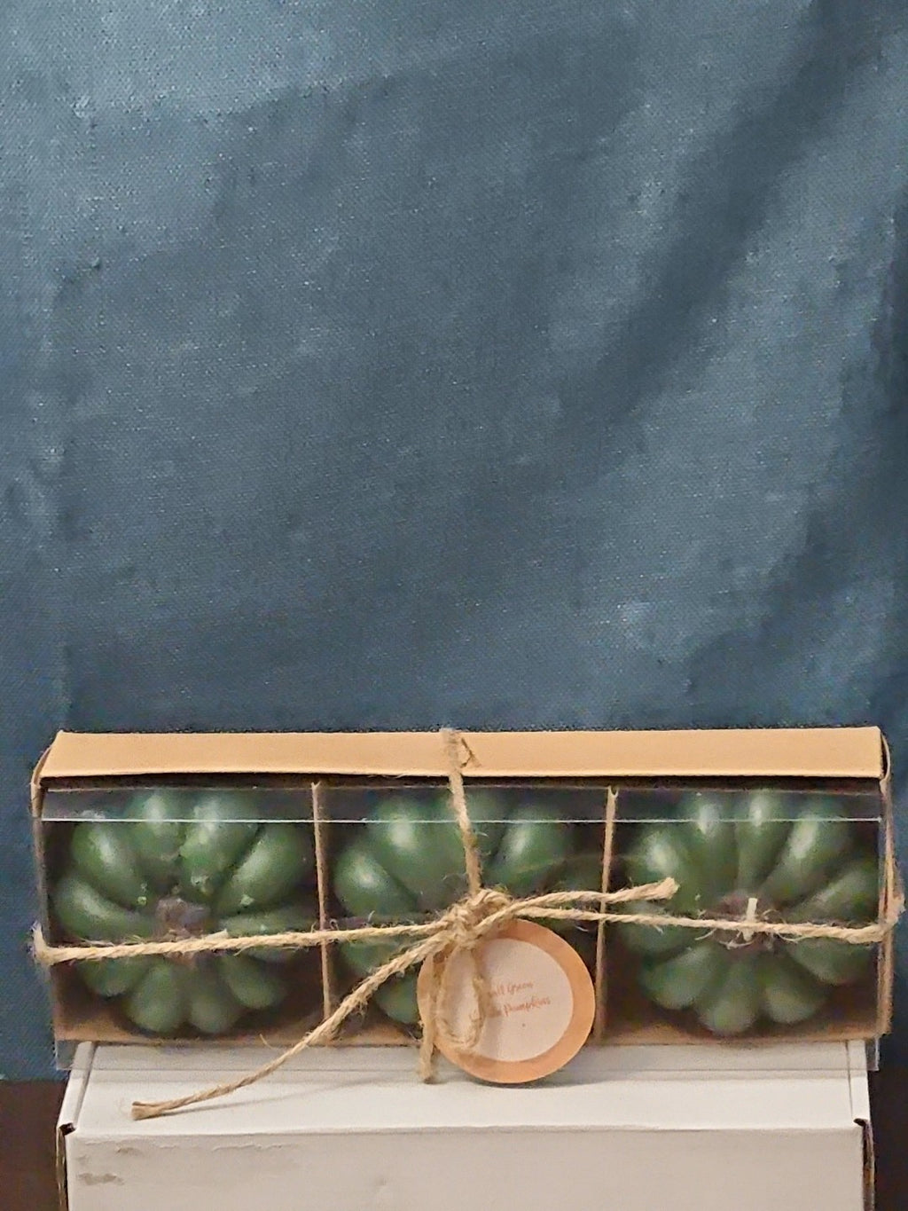 Set of 3 Green Pumpkin Candles | Vanilla Scented Molded Wax | Fall Farmhouse