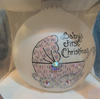 Heart Gifts By Teresa Babys First Christmas Glass Ornament Pink Swarovski