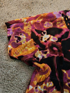 Alfani Petite Large P/L Boho Mesh Top Sheer Beaded V-Neck Floral Purple Blouse