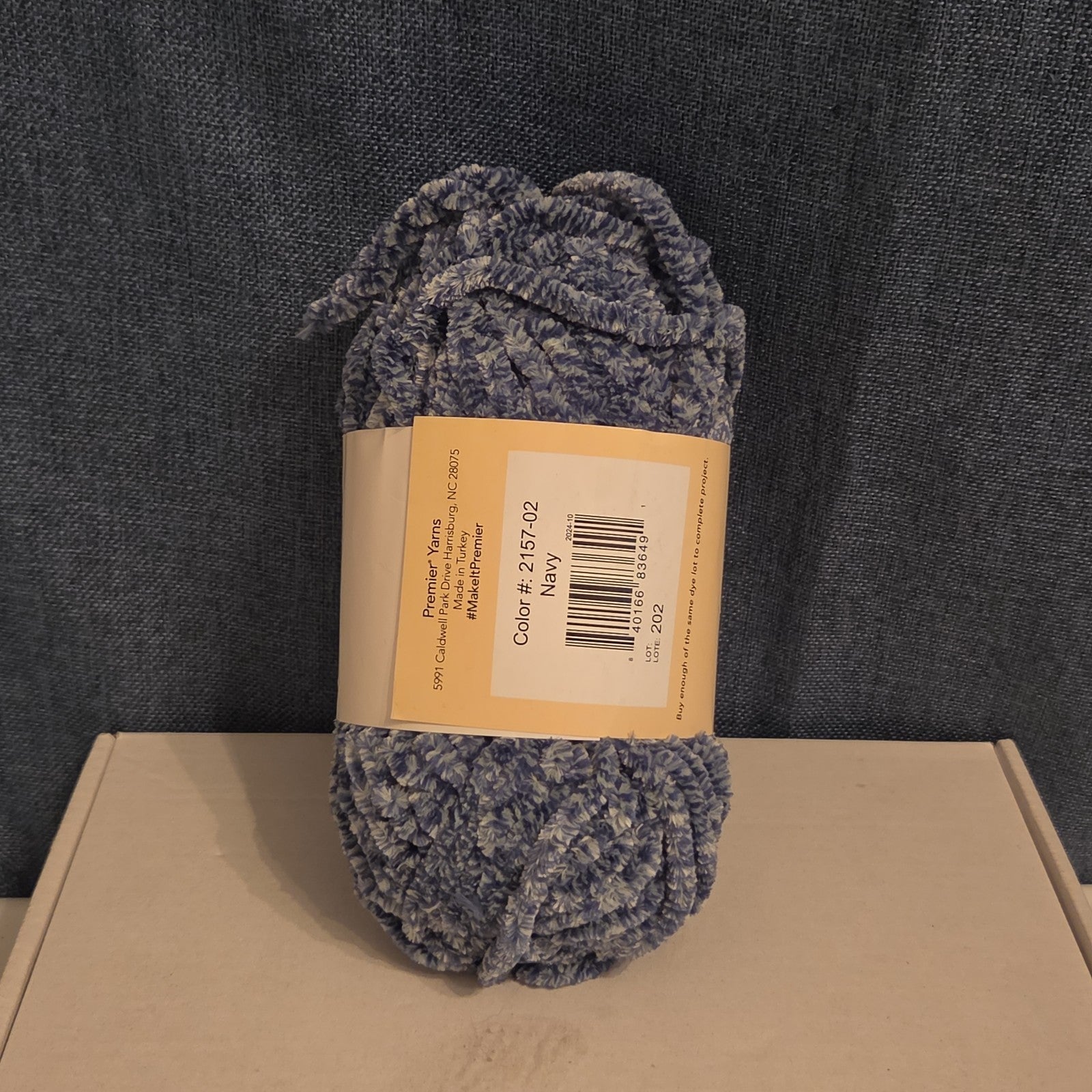 Premier Just Chenille Medley Yarn Navy Blue Lot 202 Bulky 5 Polyester