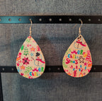 Faux Leather Teardrop Earrings Christmas Holiday Party Vibe NEW