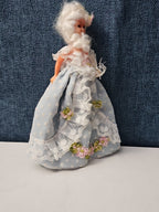 Vintage 5.5" Costume Doll | Blue Polka Dot Rococo Dress | Hard Plastic Souvenir