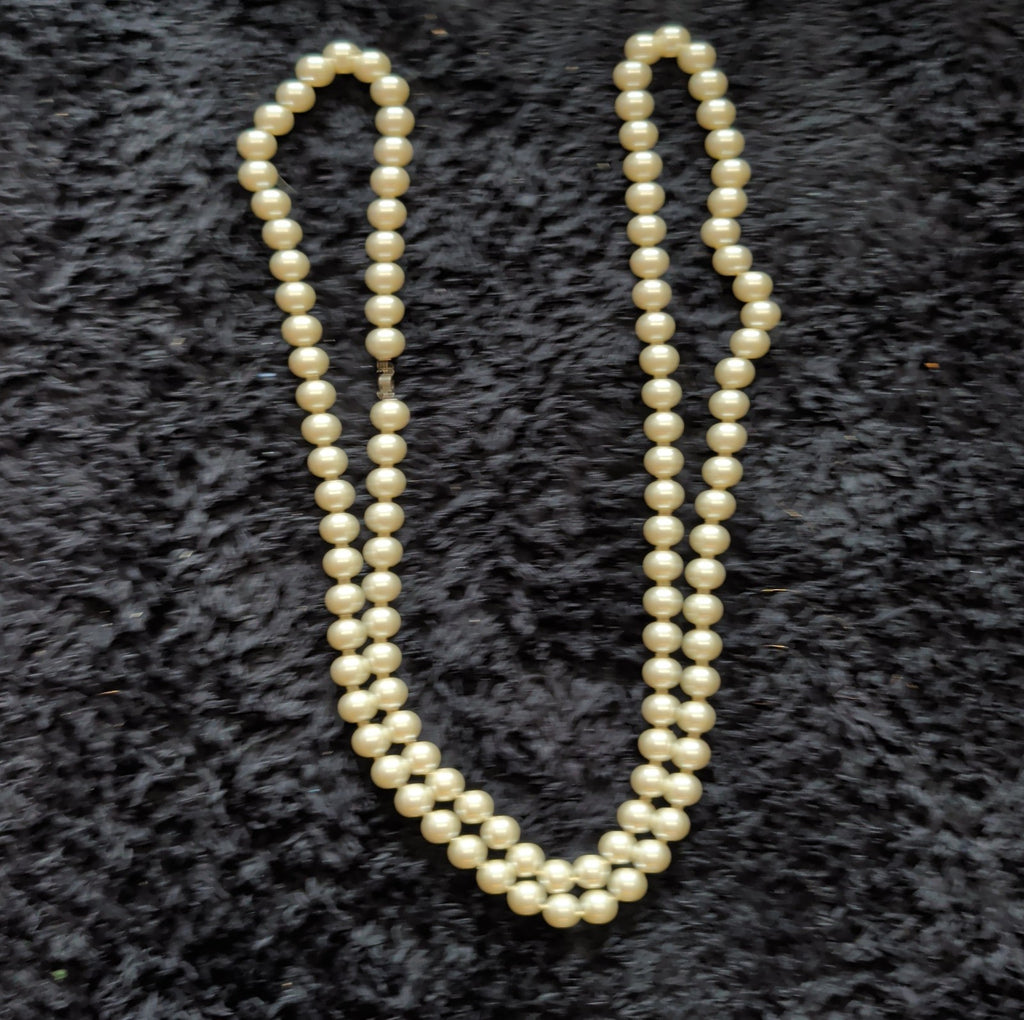 Vintage 54" Champagne Hand Knotted Faux Pearl Flapper Necklace