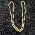 Vintage 54" Champagne Hand Knotted Faux Pearl Flapper Necklace