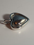 Double Heart Pendant Silver Tone Puffed Charm Y2K
