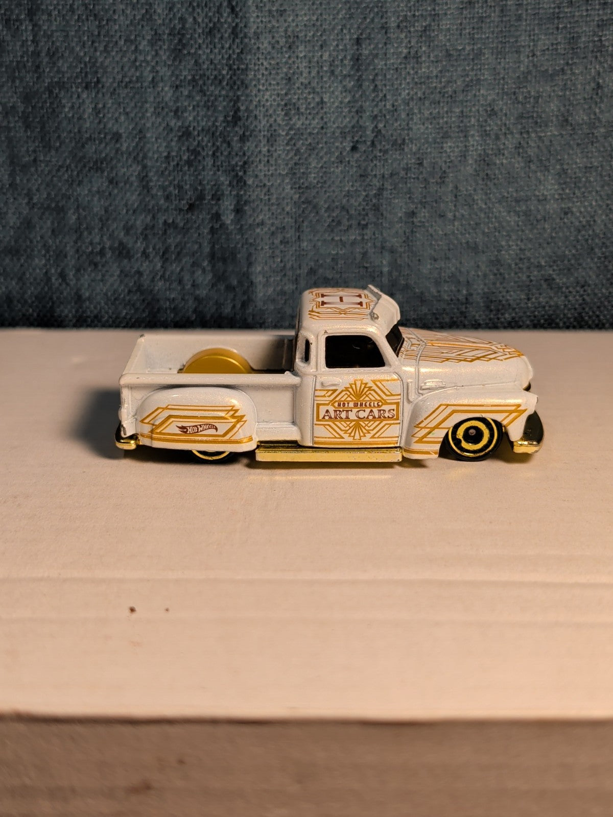 Hot Wheels La Troca | 2021 HW Art Cars White & Gold Lowrider Truck | Loose