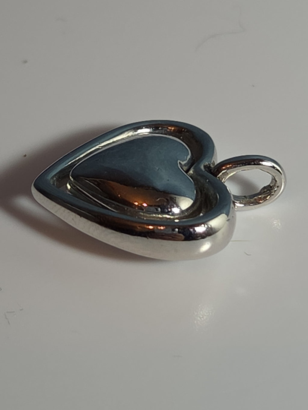 Double Heart Pendant Silver Tone Puffed Charm Y2K