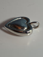 Double Heart Pendant Silver Tone Puffed Charm Y2K