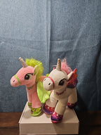 2 Star Eye Unicorn Plush Set | Pink & White Pegasus Stuffed Animals | Shimmer