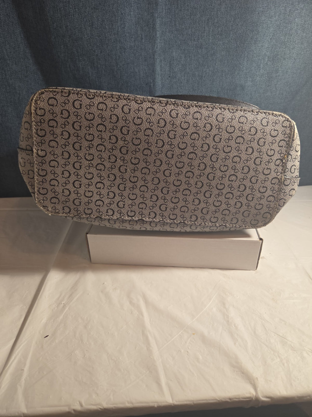 Guess Los Angeles Monogram Tote Bag Gray Black Shoulder Purse