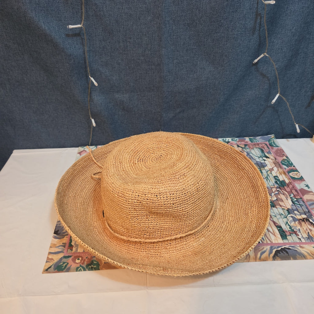 Scala 100% Raffia Wide Brim Sun Hat Natural Straw Summer Beach