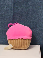 Dan Dee Cupcake Plush Keychain | Pink Happy Face Bag Clip | Kawaii Food Stuffed