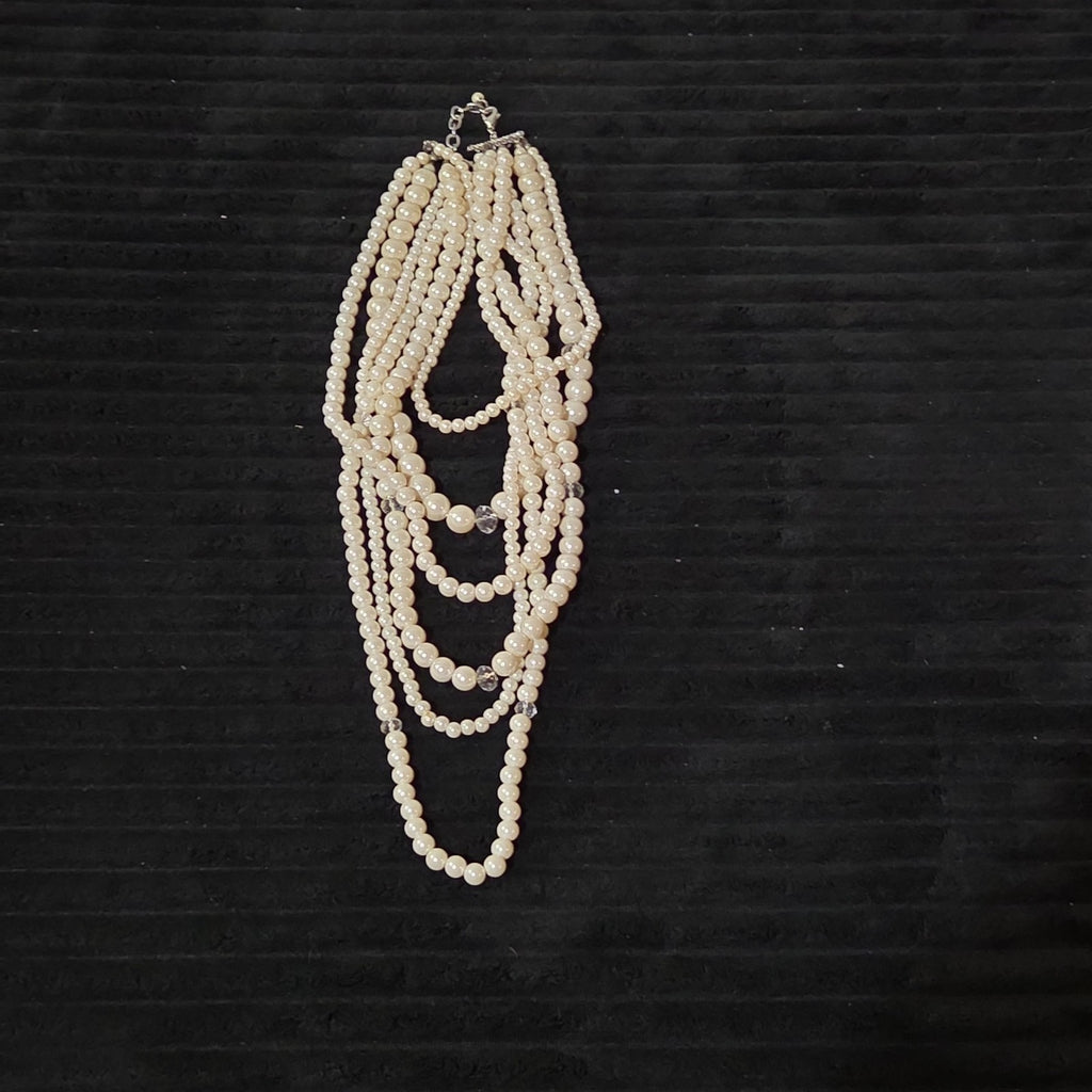 Multi Layered Faux Pearl Statement Necklace Coquette Vibe