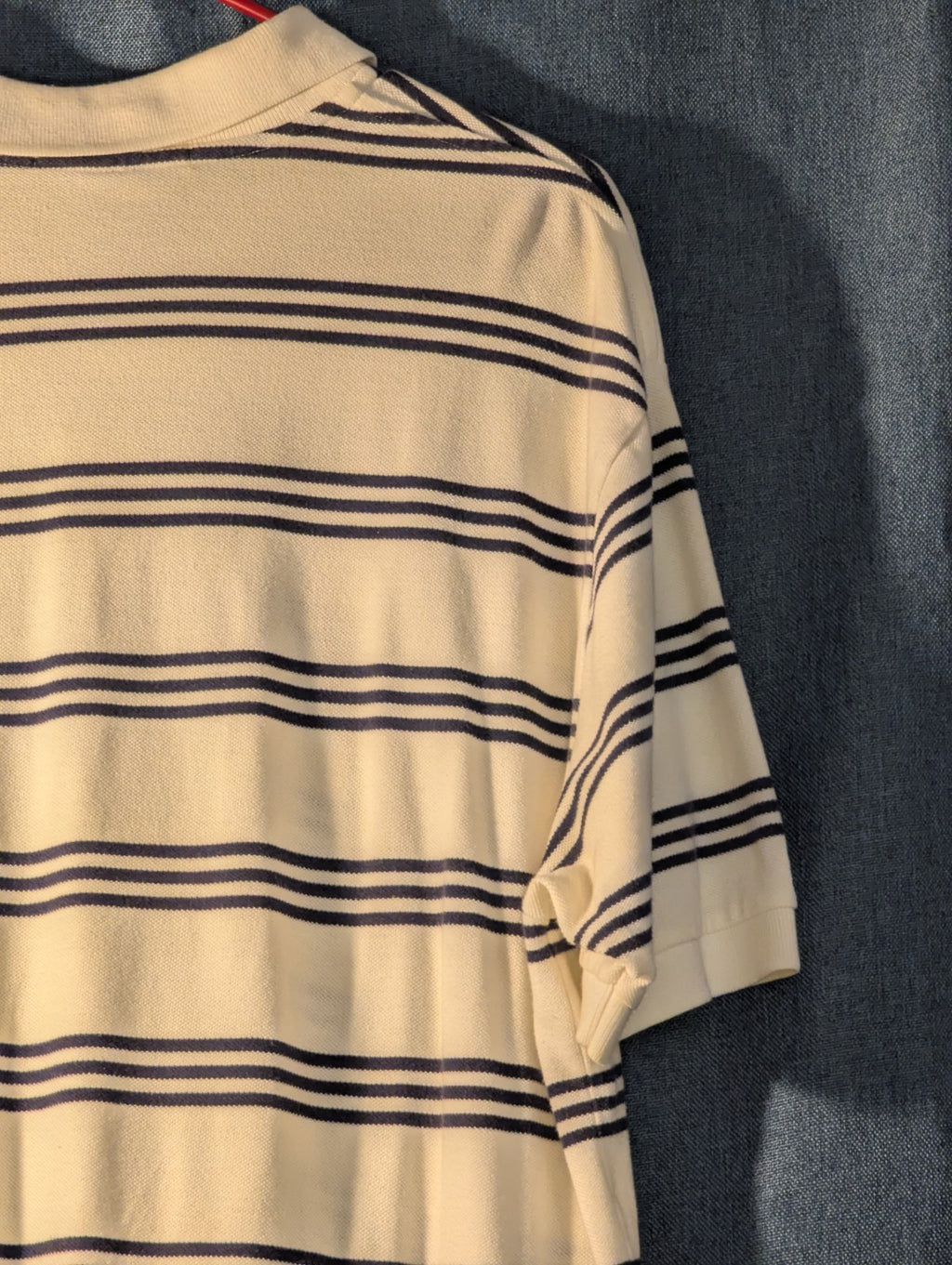 Vintage 90s Polo Ralph Lauren Shirt Men's Large Cream Navy Stripe 