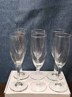 Set of 6 Classic Champagne Flutes | 6oz Trumpet Shape | Elegant Clear Glass Stem