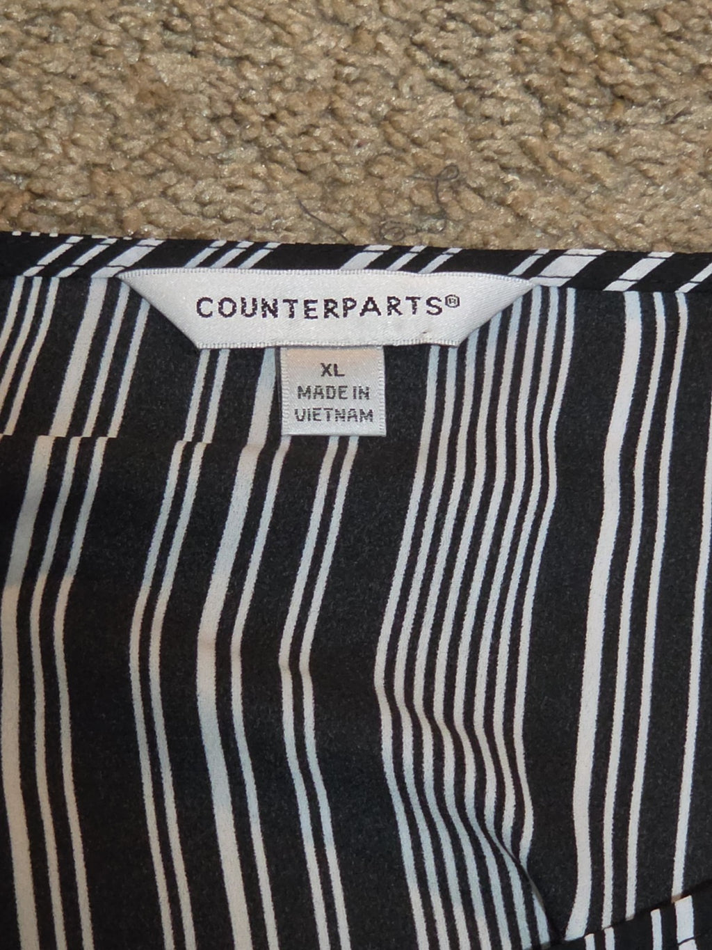 Counterparts Striped Blouse Women XL Black White Long Sleeve Top