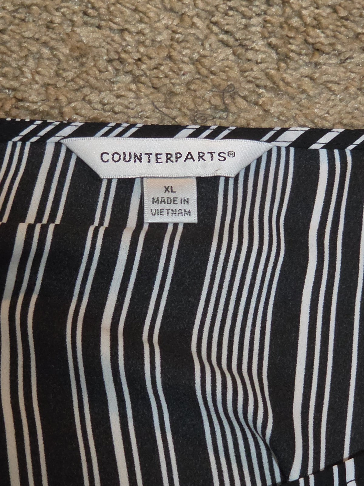 Counterparts Striped Blouse Women XL Black White Long Sleeve Top