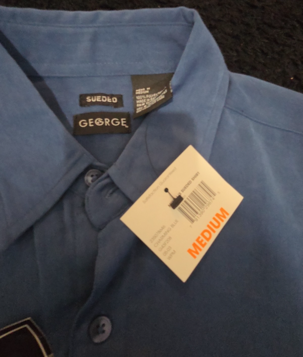 George Sueded Shirt Mens M Blue Long Sleeve Button Up NWT