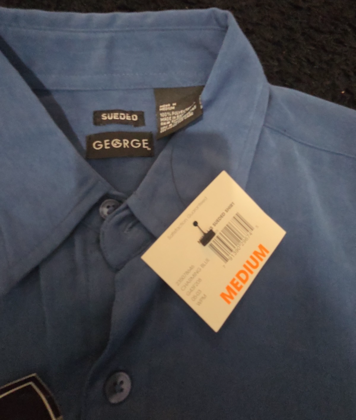George Sueded Shirt Mens M Blue Long Sleeve Button Up NWT