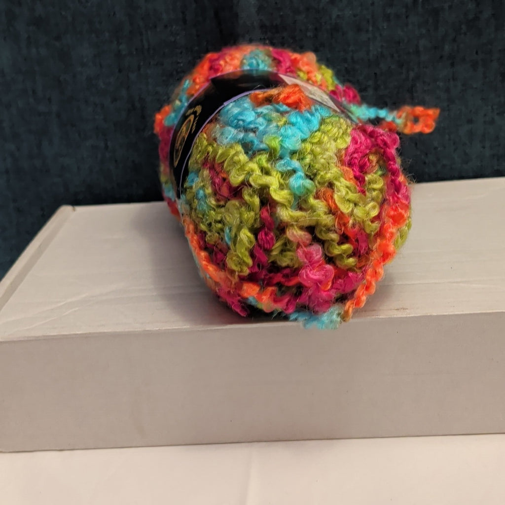 Lion Brand Lion Boucle Yarn Sorbet 205 Mohair Blend Textured Pink Teal Orange