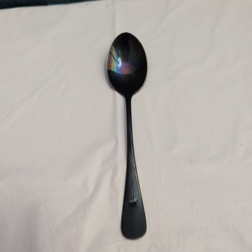 Set of 7 Black Stainless Steel Spoons 18/0 Modern Flatware Teaspoons Clean