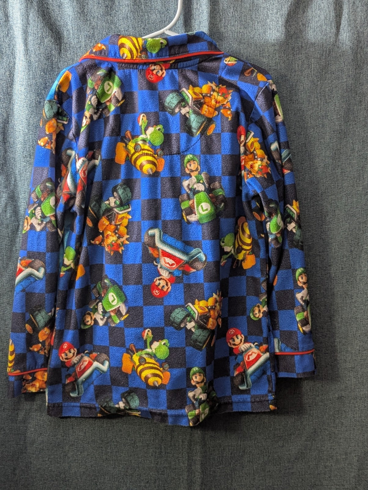 Nintendo Mario Kart Pajama Set Boys Size 6/7 Fleece Button Down 2-Piece PJs