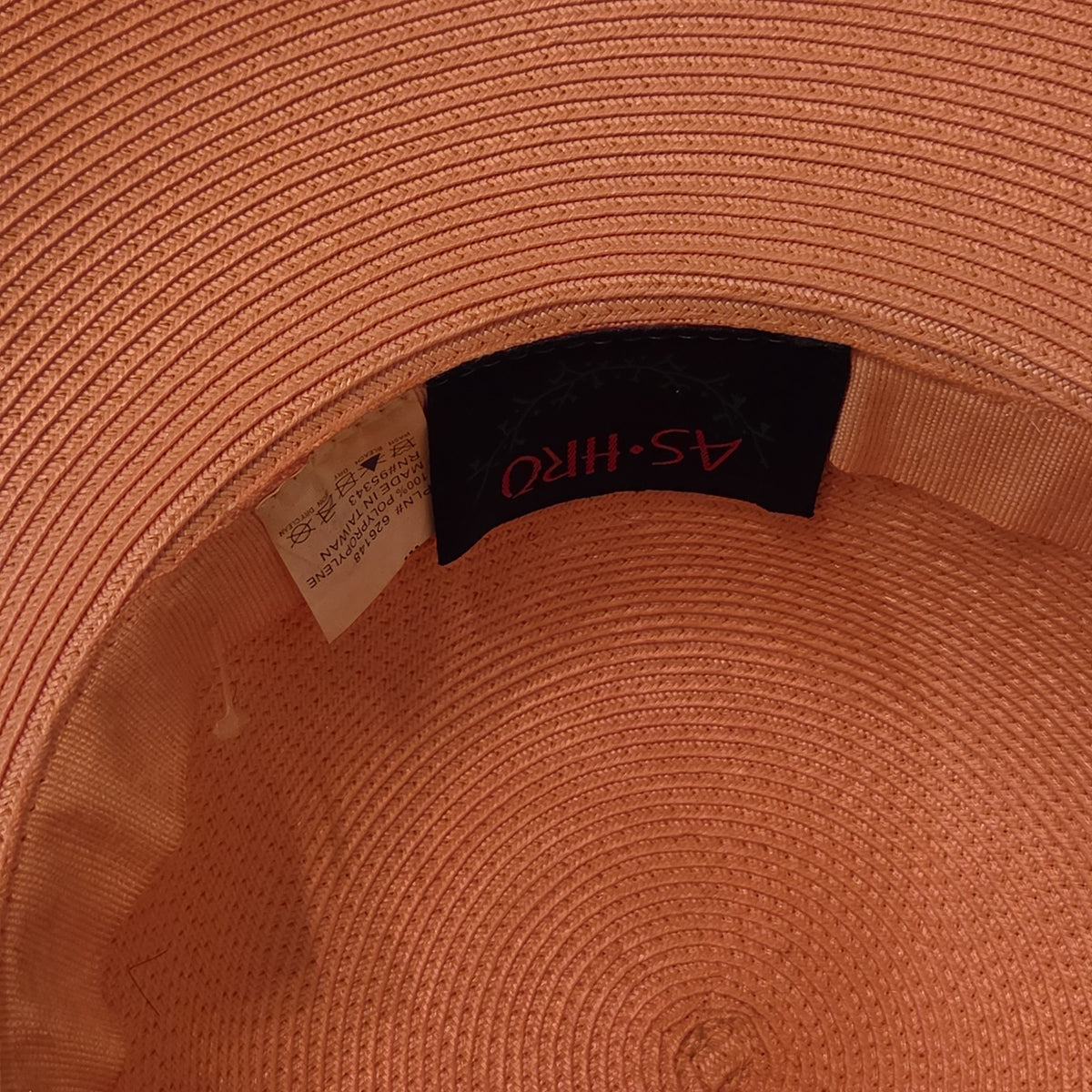 Ashro Wide Brim Derby Hat Peach Striped Mesh Flower