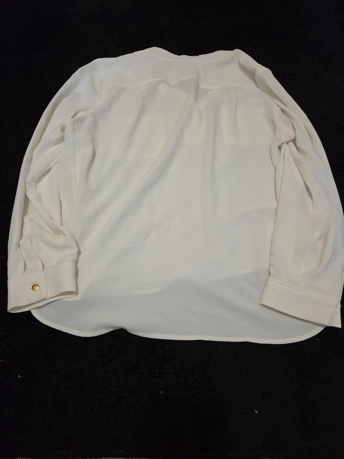 Nine West Blouse White Pocket Split Neck Career Top Gently Used Size PXL