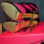 RedKiss Summer Stunner Heels Size 8.5 Pink Black Lace Up Caged Stiletto