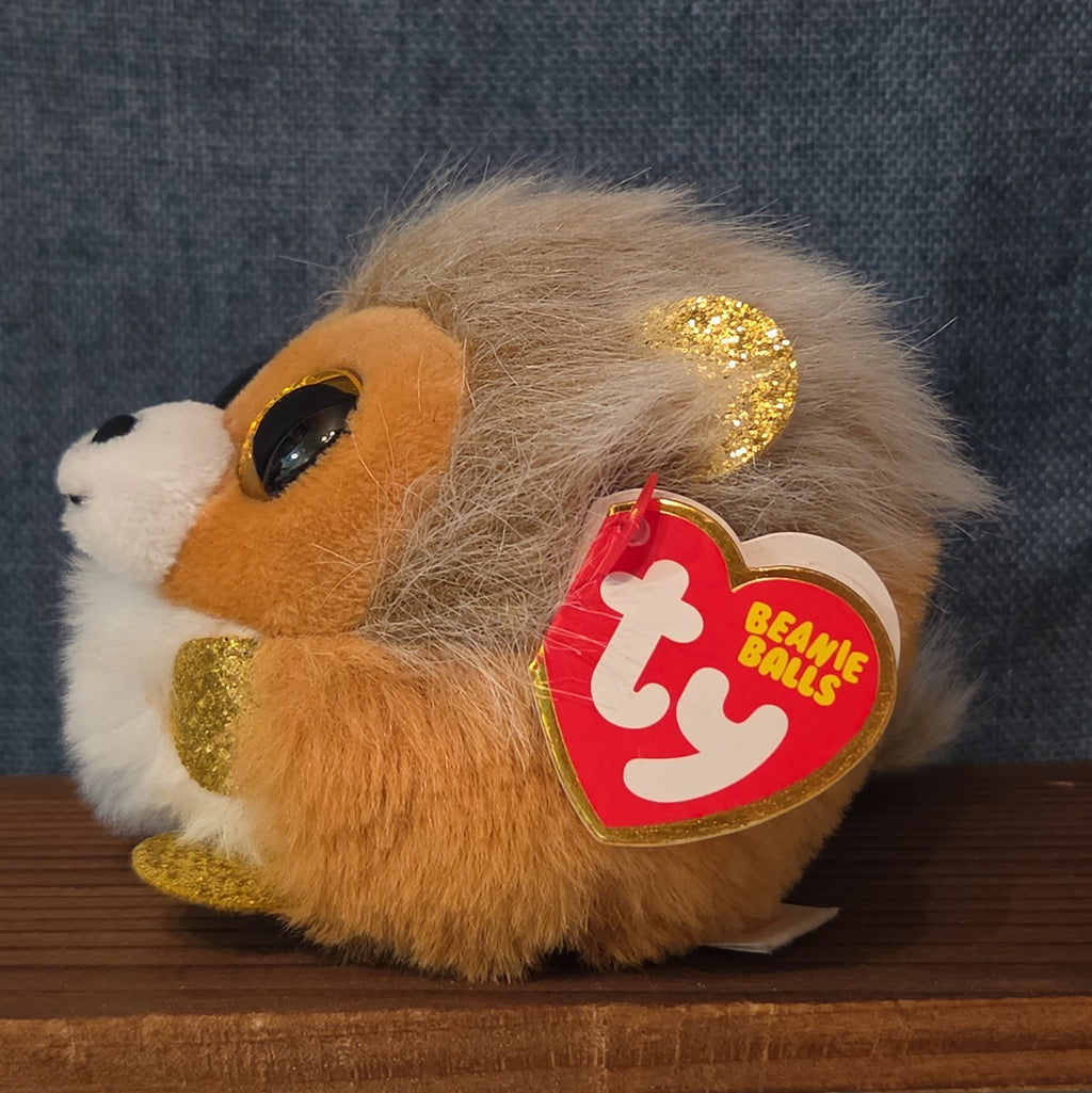 Ty Puffies Beanie Balls Caesar Lion Plush Toy 3" Glitter Eyes with tag Protector