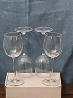 Set of 4 Clear Glass Stemmed Wine Glasses Balloon Bowl All-Purpose Stemware