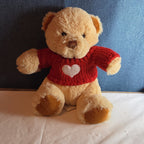 Avon 2010 Teddy Bear Plush Red Knit Heart Sweater Tan 9" Valentine