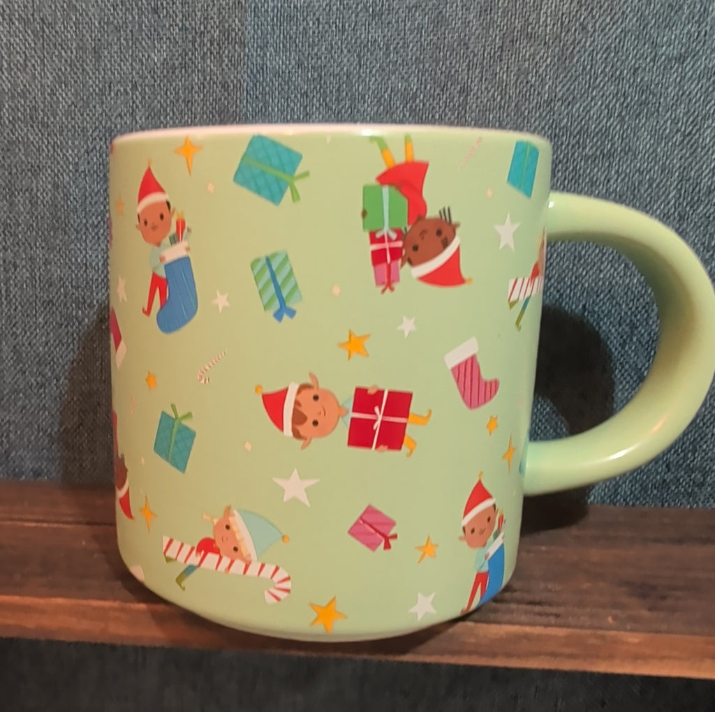 Target Wondershop 18 oz Ebony Glenn Christmas Elf ELVES Stoneware Coffee Mug