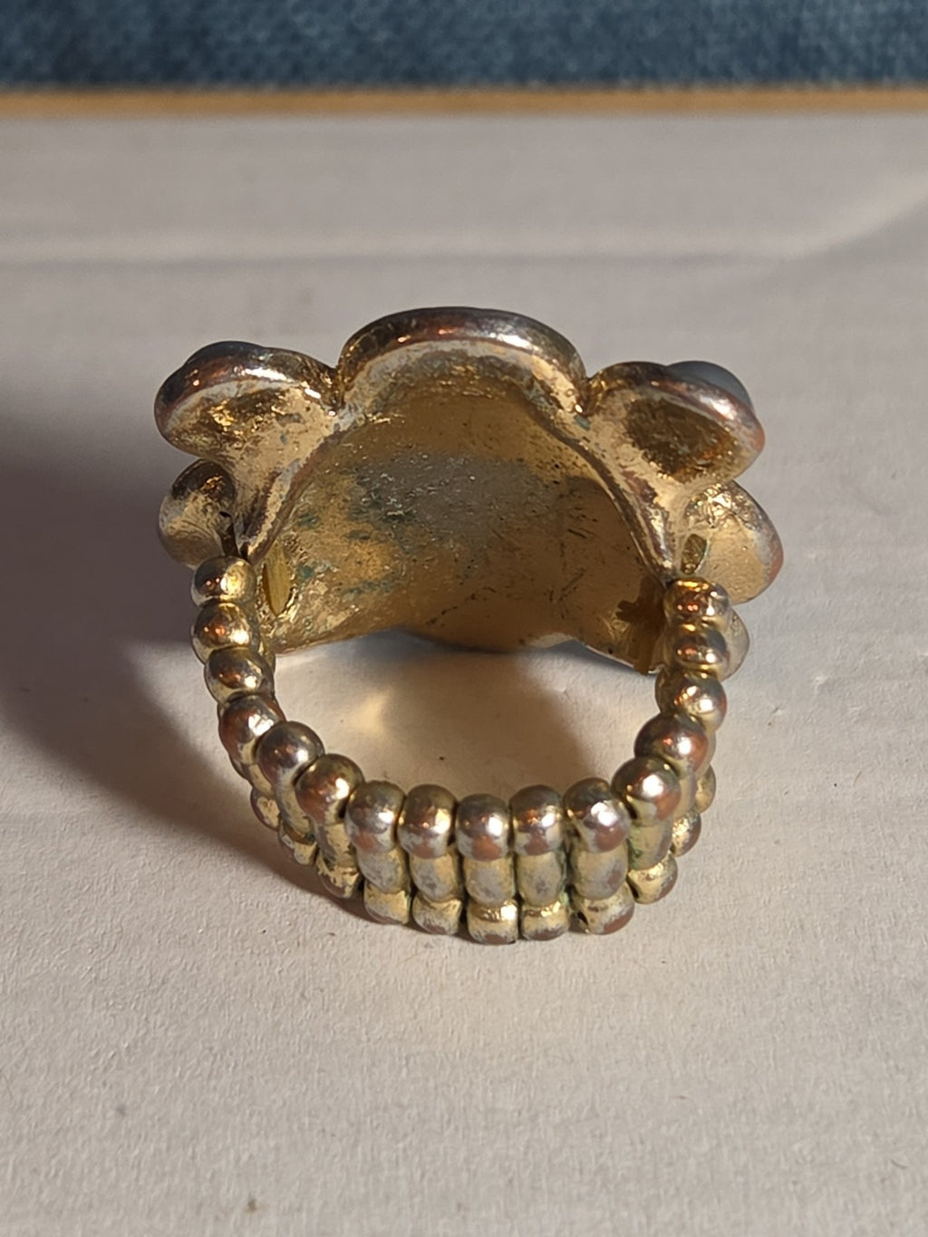 Sarah Coventry Pearl Rhinestone Flower Ring Vintage  Adjustable