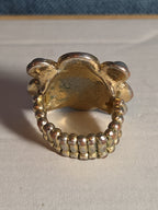 Sarah Coventry Pearl Rhinestone Flower Ring Vintage  Adjustable