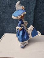 Vintage Brussels Souvenir Doll | 6" Belgium Blue Dress | "Bruxelles" Lace Apron