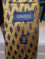 Vintage Edwards Michigan Silk Tie Gold Geometric Art Deco Men's Necktie 59"