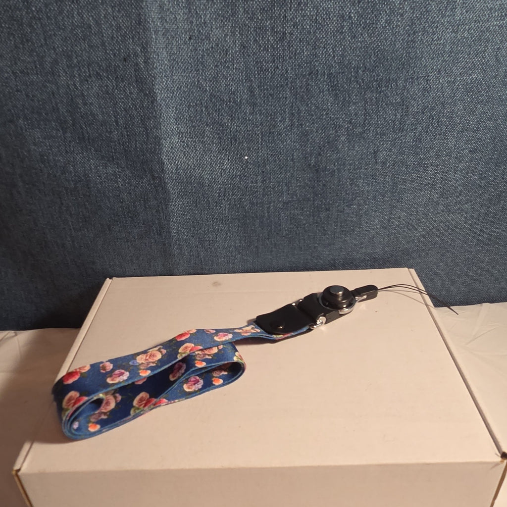 Blue Floral Phone Lanyard Quick Release Detachable Strap Loop