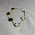 3PC Jewelry Set Black White Gold Tone Necklace Bracelet Earrings