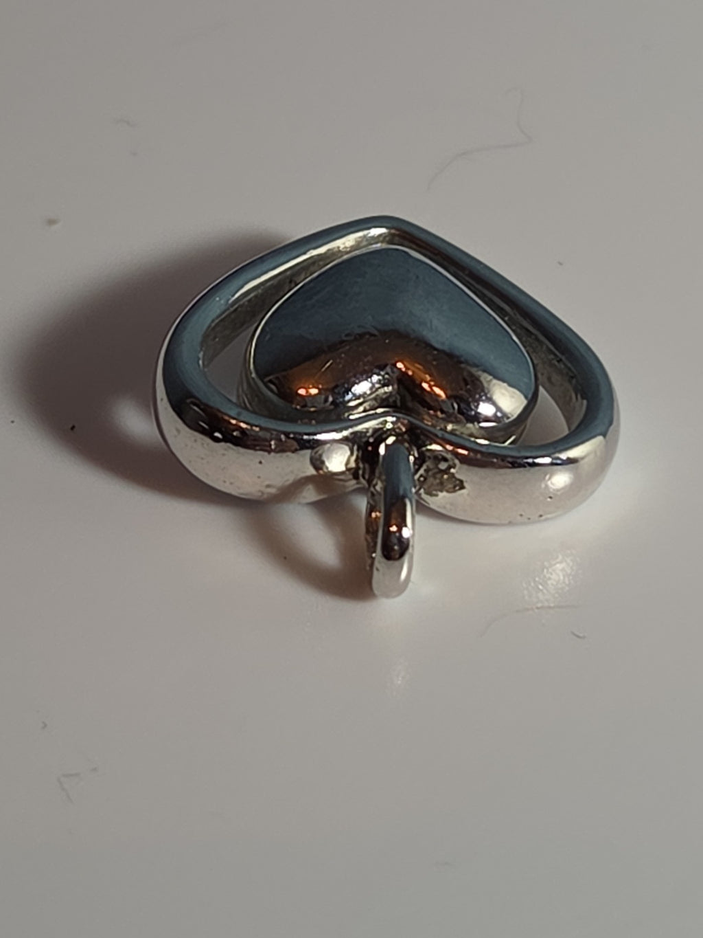 Double Heart Pendant Silver Tone Puffed Charm Y2K
