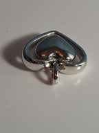 Double Heart Pendant Silver Tone Puffed Charm Y2K