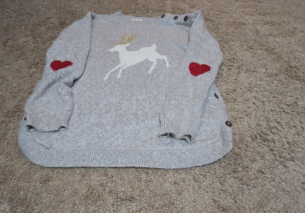 Hatley Girls Reindeer Knit Dress Size 10 Holiday Winter Sparkly Grey