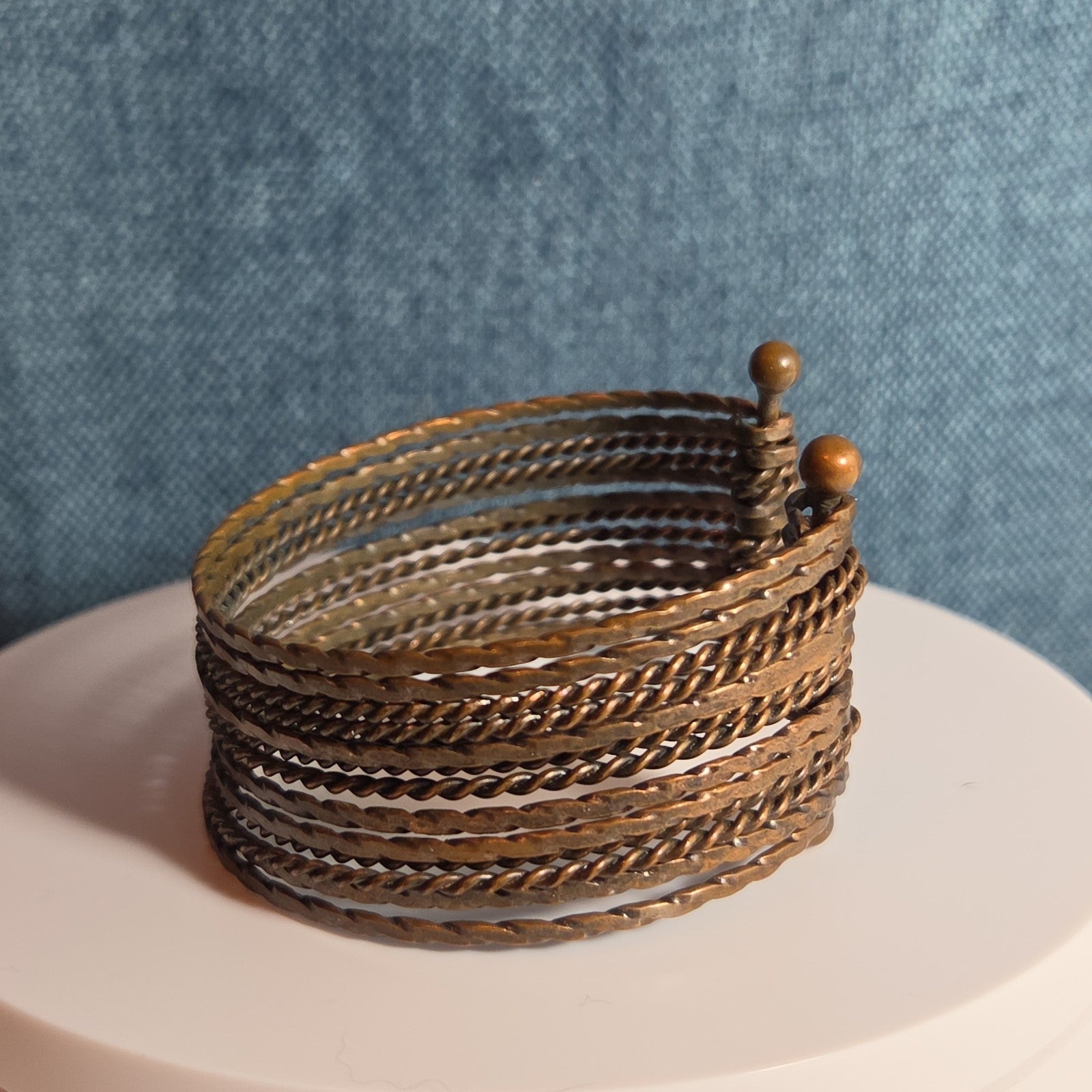 Brassy Color Dingle Hingled Bracelet Unmarked  14 Layers Dingle Together