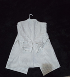 Rachel Zoe Open Front Blazer Women's S White Black Check 3/4 Sleeve Ruche Size L