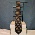 Vtg Ferrell Reed for Edwards Silk Neck Tie Black Gold Geometric Art Deco 59.5