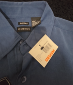 George Sueded Shirt Mens M Blue Long Sleeve Button Up NWT