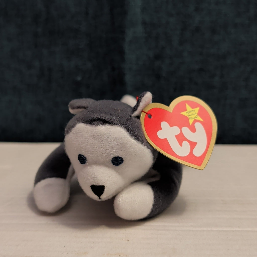 Ty Teenie Beanie Baby Nook the Husky 1999 McDonald's Plush Dog Grey White Tag