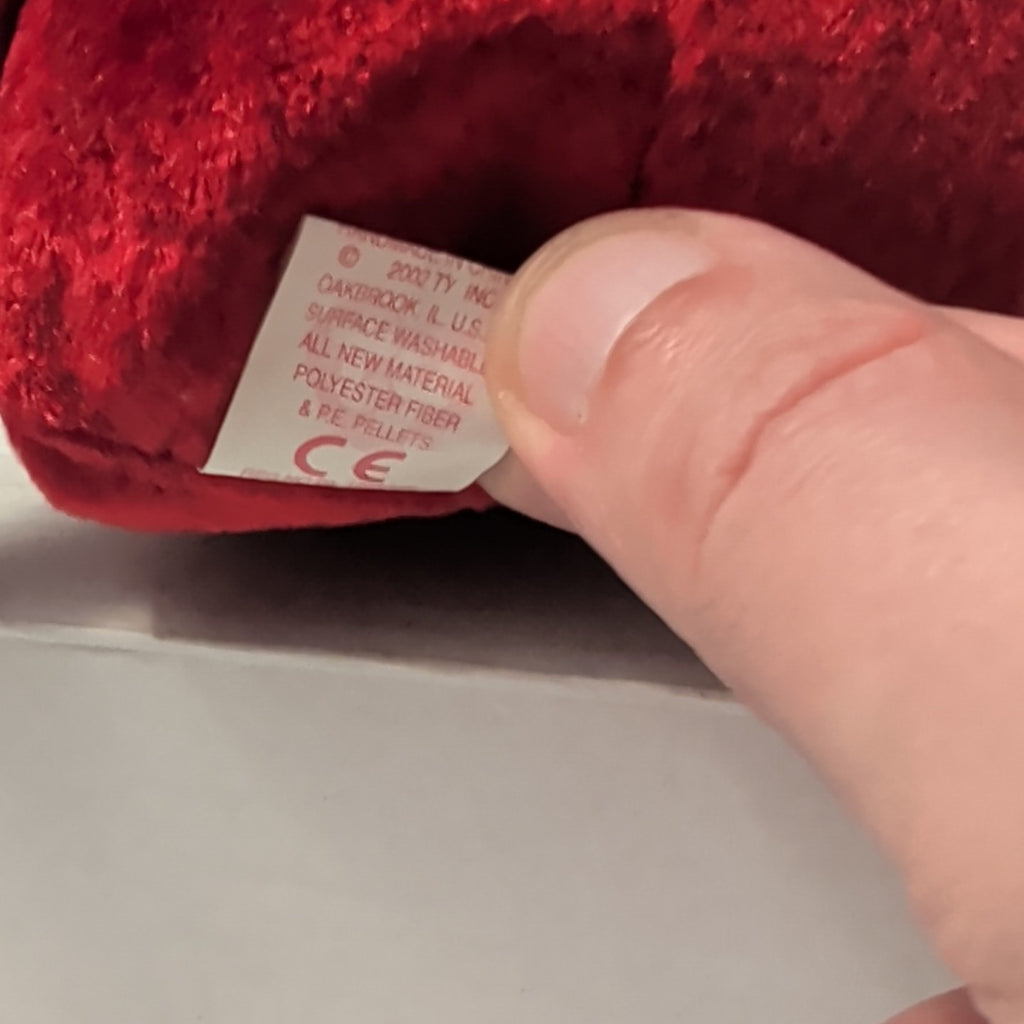 ​Ty Beanie Baby JULY Birthday Bear 2002 Red Teddy Silver Party Hat with Tag