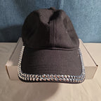 Black Rhinestone Trim Baseball Cap Peng Yuan