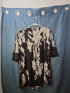 NWT Appointments 1X Whimsigoth Blouse Black Mesh Floral Fairycore Y2K Ring Top